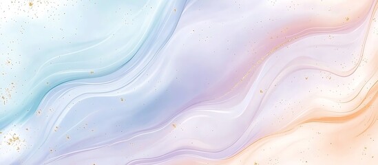 A soft dreamy marble ink pattern in pastel tones of lavender baby blue and delicate rose enhanced by tiny golden glitter specks
