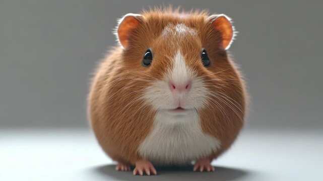 Fluffy pink gerbil with white whiskers gazing off into the distance.