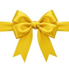 Yellow bow ribbon isolated on white background