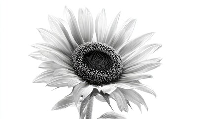 Black and white close-up of a sunflower