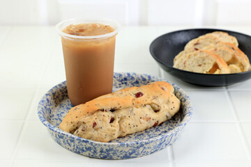 Cranberry  Cream Cheese Sourdough Bread or Roti Macan with Kopi Susu