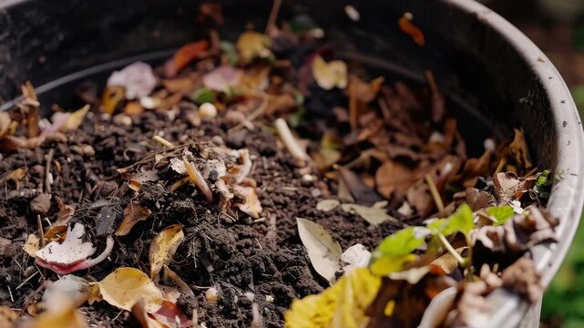 A garden filled with leaves and other organic matter, piled in preparation for composting or lawn maintenance.