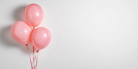 Three pastel pink balloons on a white background