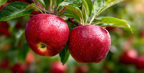 Obraz premium Ripe Apples in Orchard ready for harvesting
