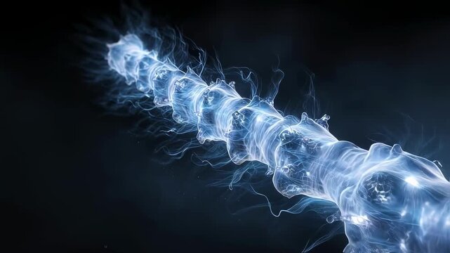 Conceptual graphic of a healthy spinal cord transitioning to a vitamin B12 deficient state showcasing progressive myelin sheath fading in cool blue tones.