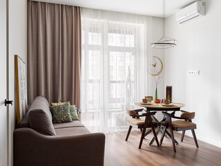 interior design. interior photography of an apartment for rent. One-room apartment with a simple and cozy design. High quality photo