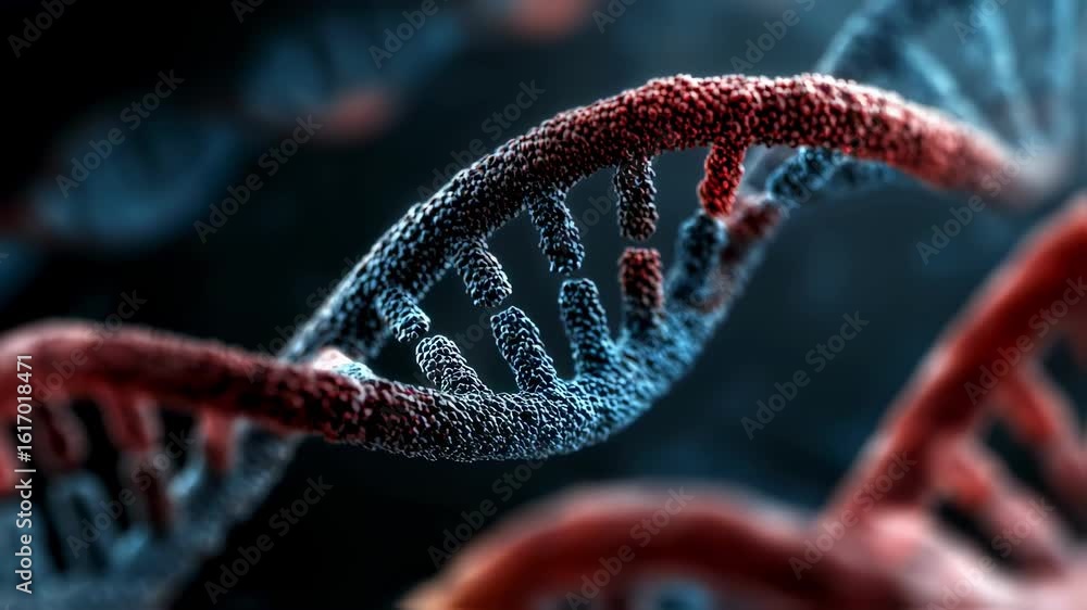 Aufkleber closeup digital model of dna strands with highlighted sections missing to symbolize chromosomal dele