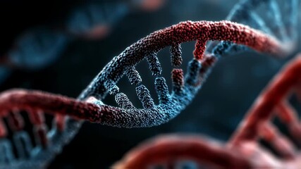 Closeup digital model of DNA strands with highlighted sections missing to symbolize chromosomal deletion in Turner syndrome XO cases. - Powered by Adobe