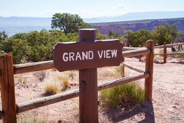 The Grand View scenic overlook sign - Colorado National Monument