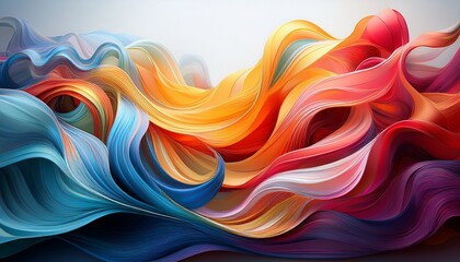 wave made of colorful ribbons, white background__ 