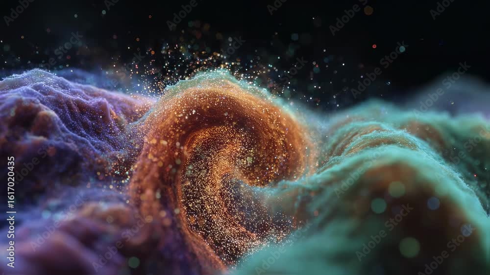 Poster abstract medical background showing colorful particle eruption within lymphatic tissue symbolizing i