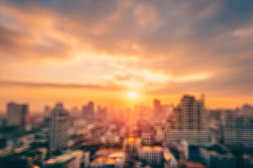 Fototapeta premium Blurry cityscape at sunset (1)