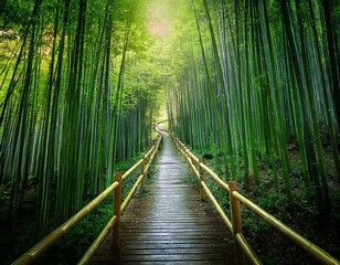 Fototapeta premium forest path with soft green lighting, top 