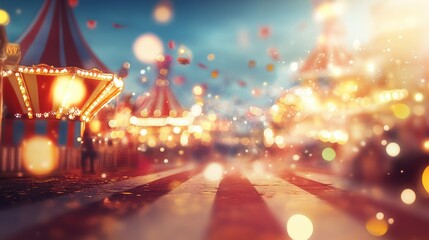 Enchanting carnival atmosphere, a whimsical dreamscape illuminated by festive lights