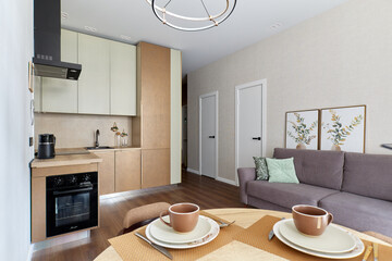 interior design. interior photography of an apartment for rent. One-room apartment with a simple and cozy design. High quality photo