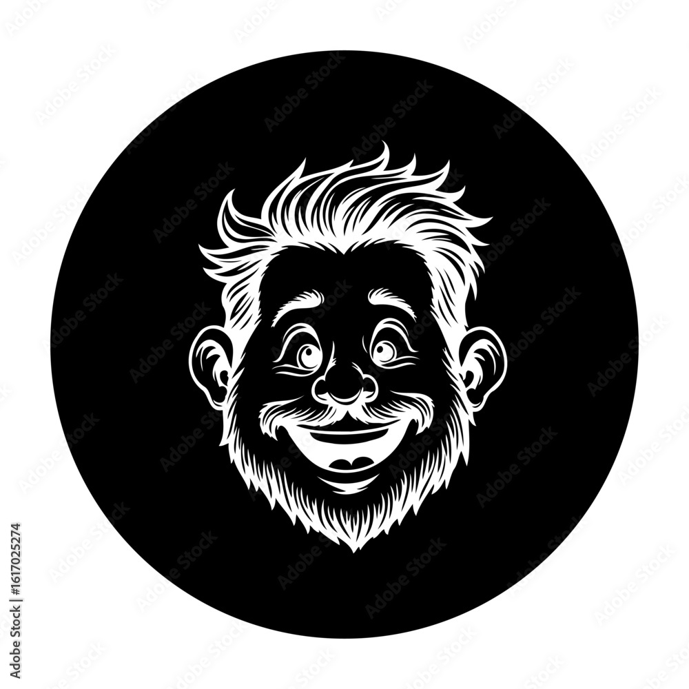 Poster a charming cartoon character illustration with a cheerful expression against a sleek black backdrop 