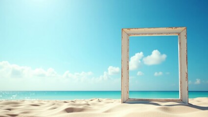 Creative Beach Installation with Retro TV and Tropical Elements