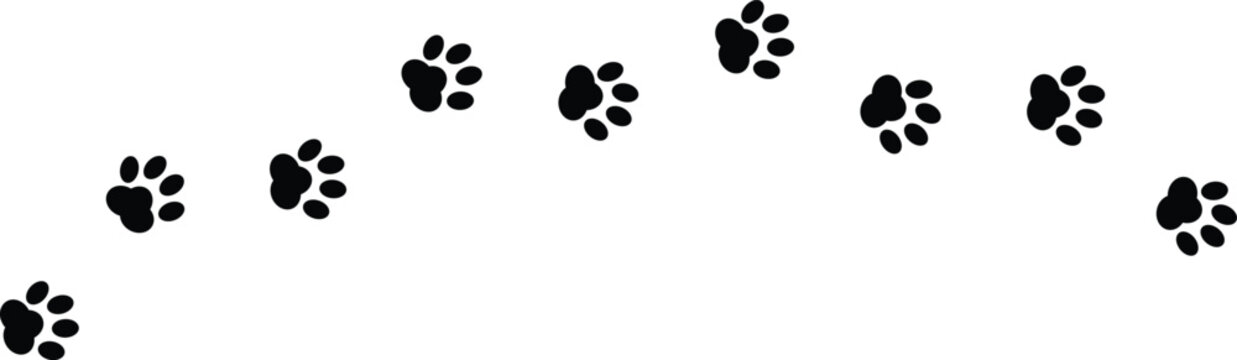 Simple paw print silhouette icon with dog pads in clean design with transparent background.Pet paw editable stroke icon. footprints Pet paw, Heart with pet paw, print dog cat icon, vector illustration
