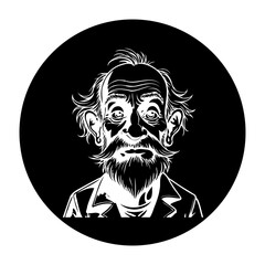 Fototapeta premium Distinguished elderly gentleman with character and wisdom, captured in a striking black and white portrait drawing