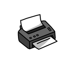 Printer icon cartoon vector. Education and business stationery. Print document symbol icon, grey and white colour