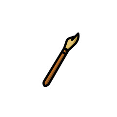 Paintbrush icon cartoon vector. Education and art stationery. Draw or painting symbol icon, brown colour