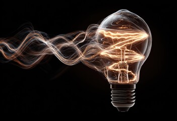 Intricate lightbulb with swirling smoke