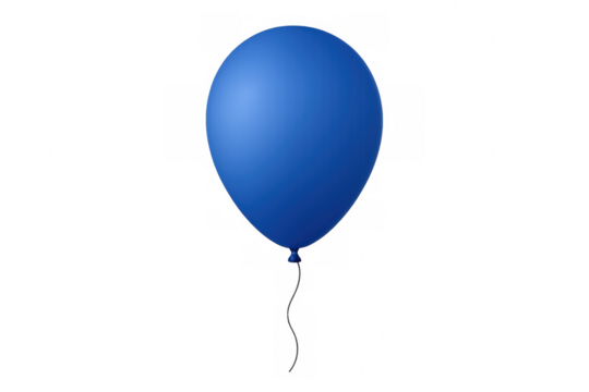 Single blue balloon floating against a transparent background, perfect for party or celebration visuals