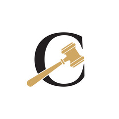 Gavel And Initial Letter C Logo Design