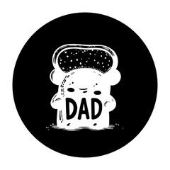 Cute dad bear illustration honoring father's day with an adorable expression on a black background