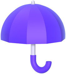 3D purple umbrella isolated on white background