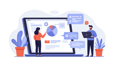 Business Team Analyzing Data on Laptop Screen.