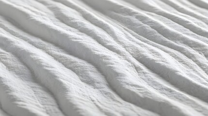 Obraz premium Close-up view of a textured, white fabric with wavy patterns.