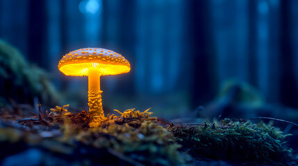 Night Shot Glowing Mushroom
