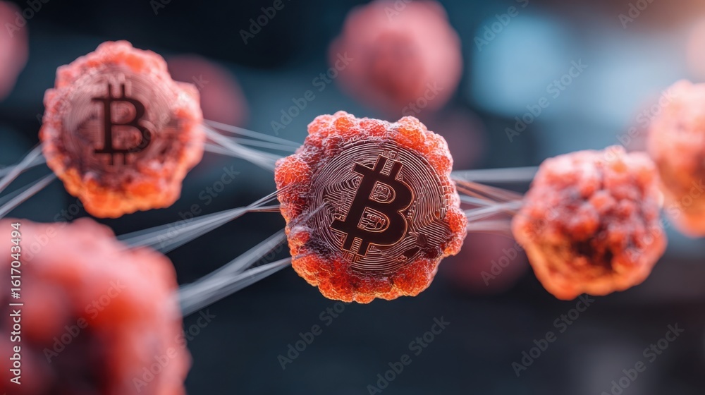 Poster bitcoin cryptocurrency object with iconic depicting quantum digital asset custody in a modern contex