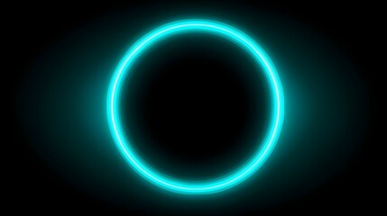Teal neon circle on black background.