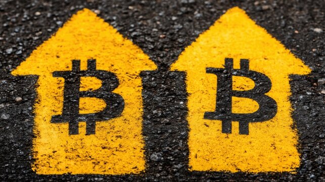 Quantum finance navigator icon concept featuring multiple bitcoin symbols representing strategic financial navigation