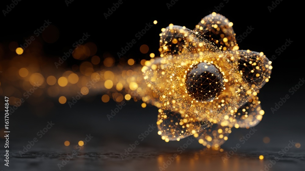 Aufkleber conceptual illustration of elegant core structure in quantum investment featuring a gold element for