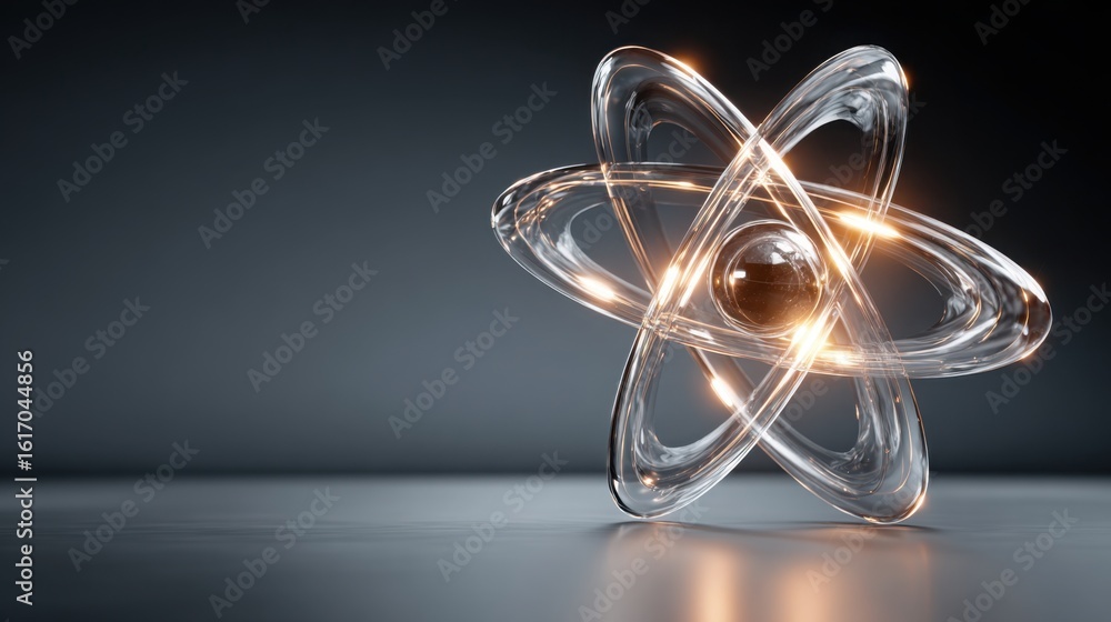 Poster modern interpretation of elegant core structure in quantum investment featuring a glass element for 