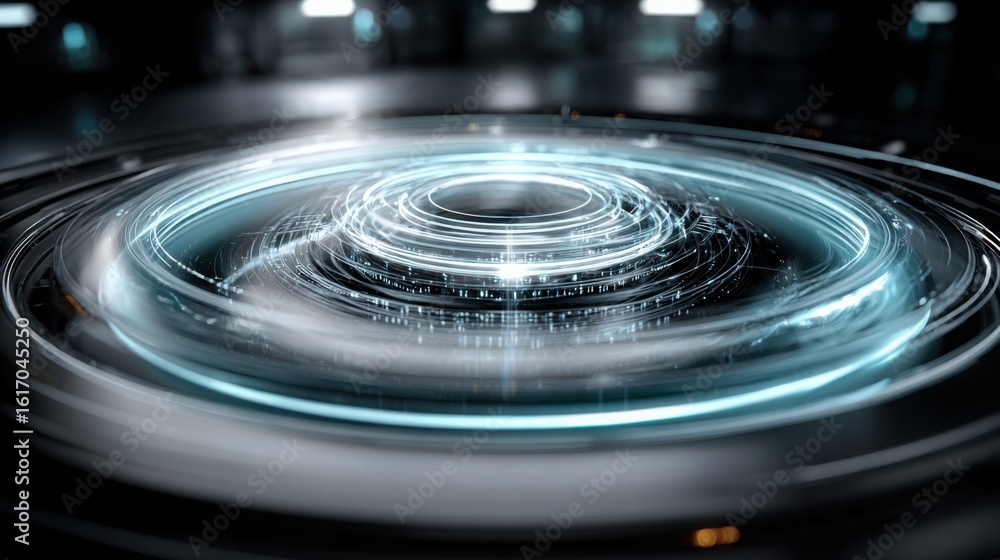 Poster a circular shape illustrating quantum ledger sync icon concept with a futuristic design for enhanced