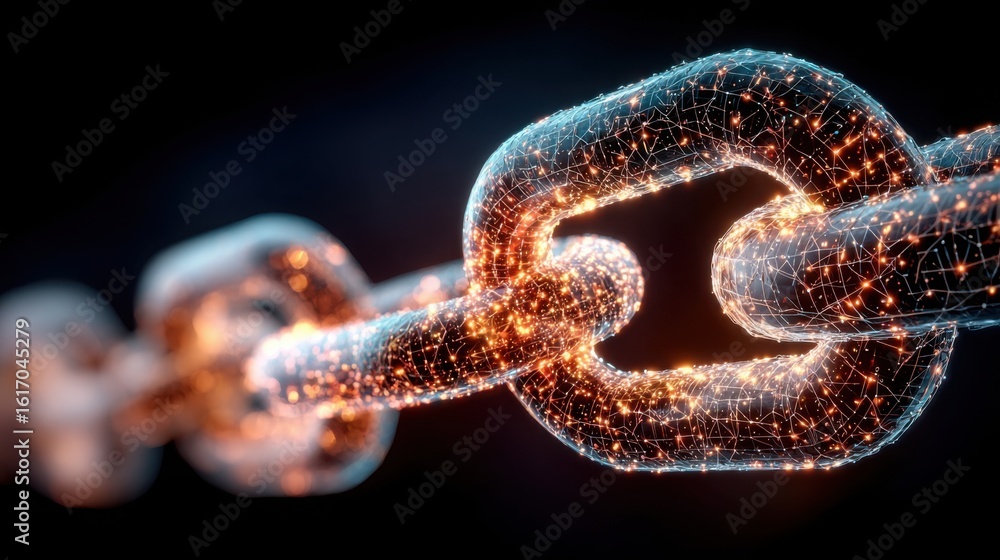 Poster a chain representing quantum ledger sync icon concept with a futuristic design for advanced data con