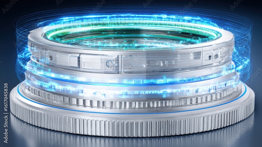 Poster conceptual image of a camera with transparent lens focusing on quantum portfolio for visual content 