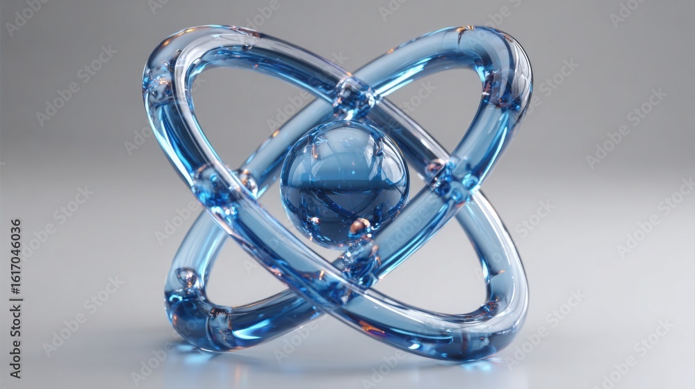Poster artistic representation of a glass quantum proof of work icon illustrating the future of blockchain 