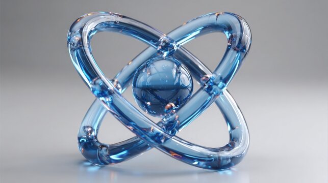 Artistic representation of a glass quantum proof of work icon illustrating the future of blockchain technology and security