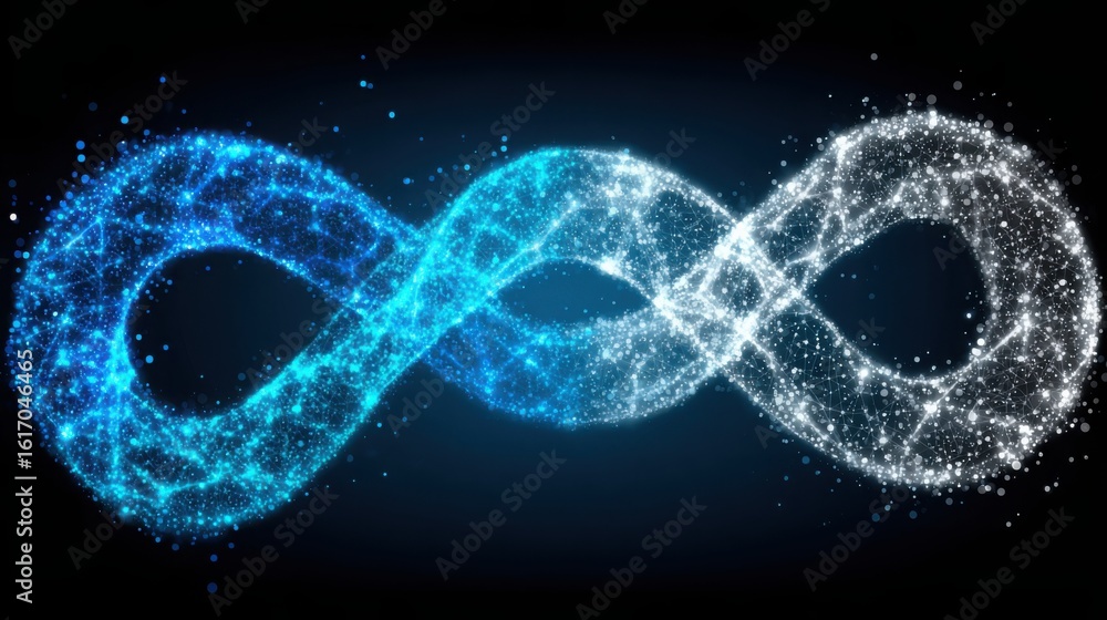 Poster infinity symbol representing quantum secure exchange gateway concept for continuous digital currency