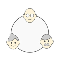 Senior Community App icon with three elderly faces in a circle—ideal for social connection platforms and elder group chat interfaces.