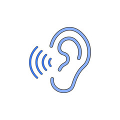 Wireless Hearing Aid Pairing icon featuring an ear with a custom signal&mdash;ideal for accessibility interfaces and elder audio tech support.