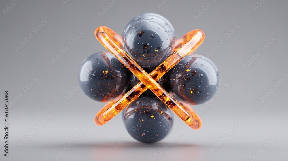 Poster elegant glass icon illustrating quantum token ecosystem in a visual representation of economic inter