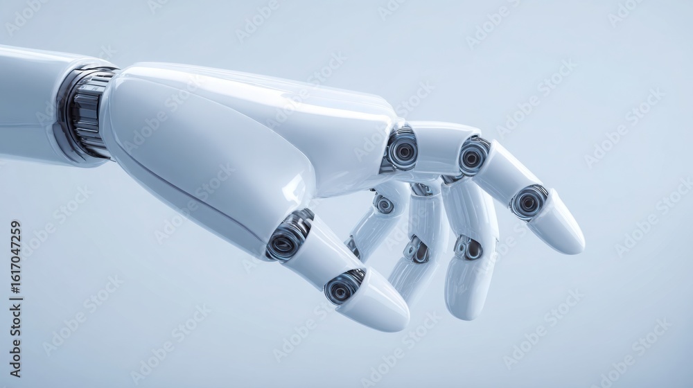Poster sleek robotic interface concept for quantum trading bots showcasing advanced technology in automated