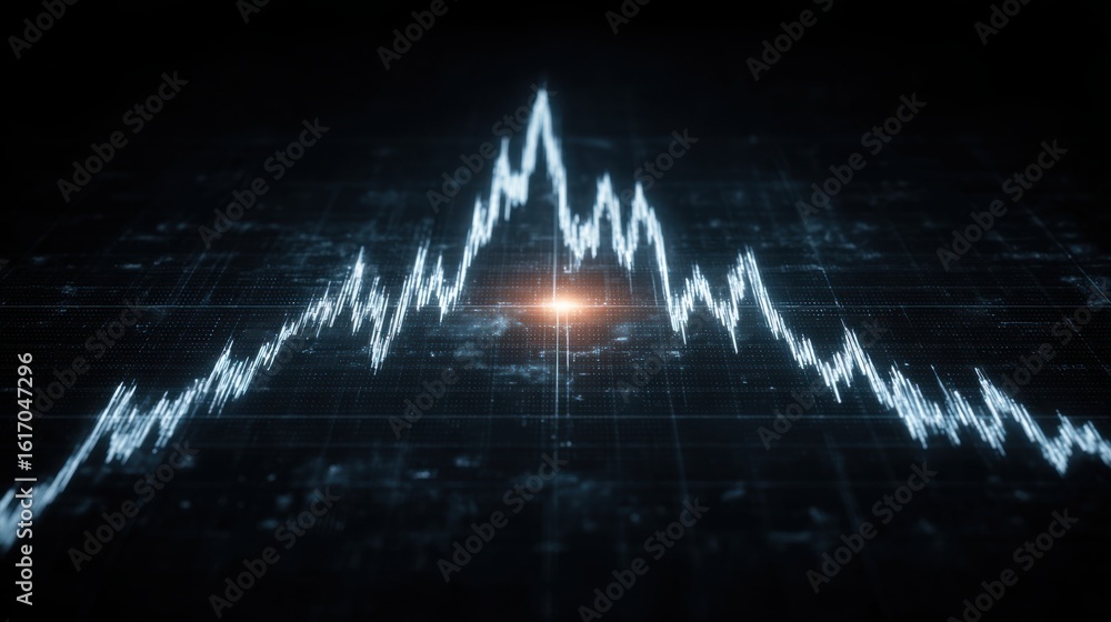 Poster minimalist sentiment analysis concept for quantum trading representing emotional data in financial d