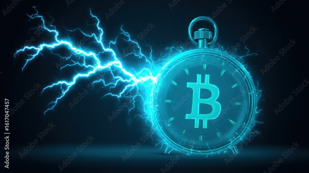 Poster futuristic clock concept representing quantum transaction timeline in an innovative and technologica
